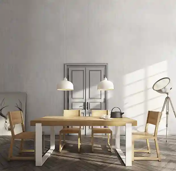 [Translate to german:] Krzesło drewniane MILONI FRAME, Kolor: 03: Natural, Wymiary: Dł: 45 x Sz: 44 x Wys: 45 cm, polskie krzesła z drewna, drewniane krzesło, dębowe krzesła oraz stół rozkładany do jadalni FRAME w kolorze Natural i Biały Mat